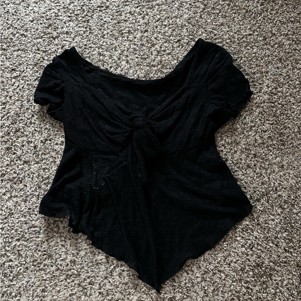 SHEIN Black Knotted Blouse